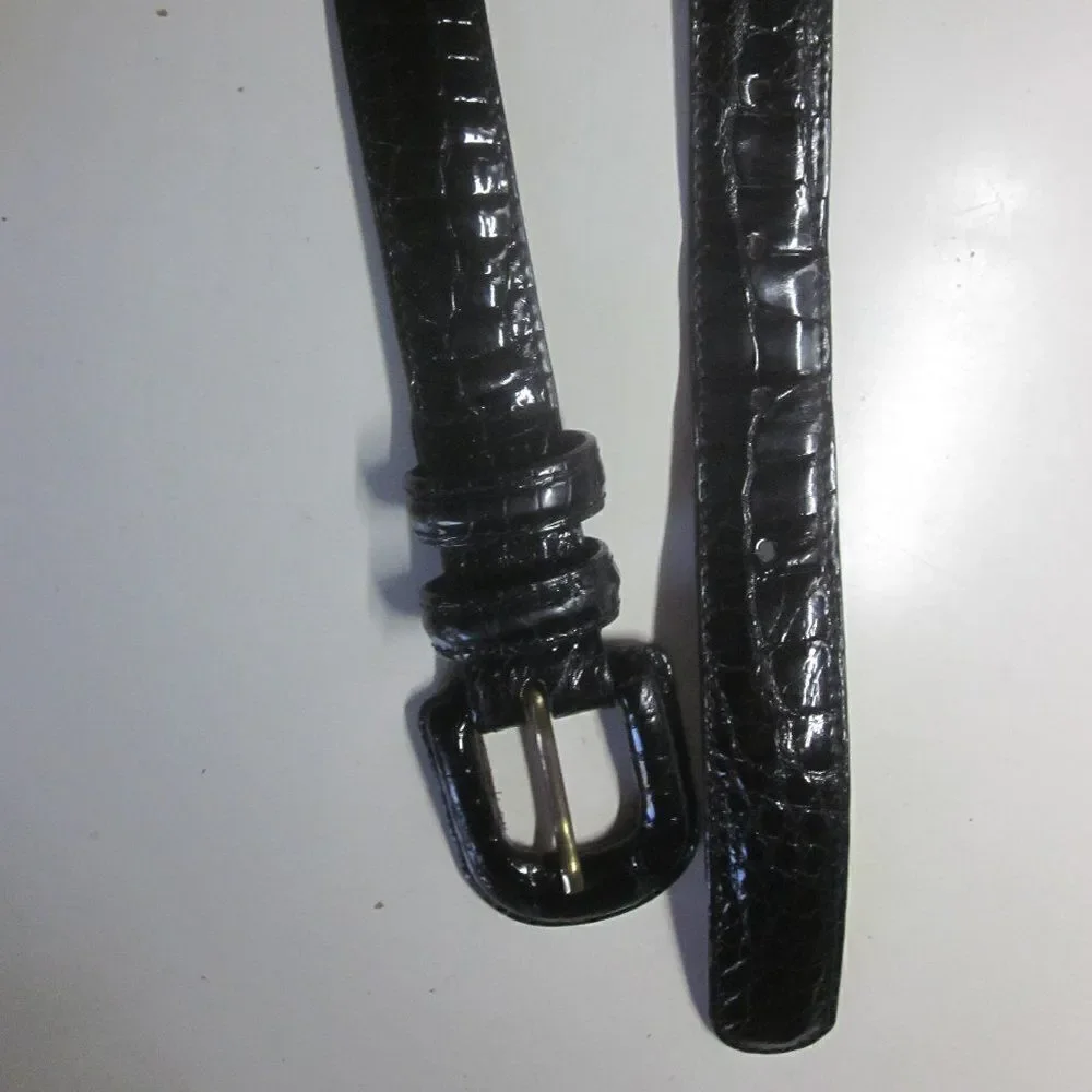 Reptiles House Black Crocodile Belt  Womens Size XS 1